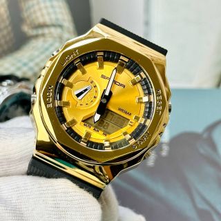 SANDA3167 Đồng hồ Nam dây đen mặt kim loại vàng - bạc sang trọng