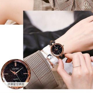 GUOU 6019 Dây Da Mặt Tròn Đa Dạng Màu Sắc Dành Cho Các Quý Cô Thích Sự Đơn Giản Tinh Tế