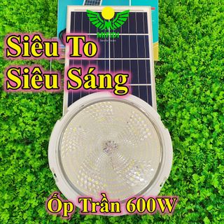Đèn ốp trần năng lượng mặt trời 600W cao cấp Mifidi Solar, tấm pin lớn 70x35cm, Sáng tốt trên 10h, BH đến 2 năm