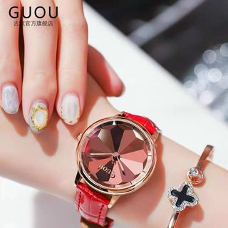 GUOU 6034 Mặt Tròn Dây Da Thiết Kế Đa Dạng Dành Cho Nữ