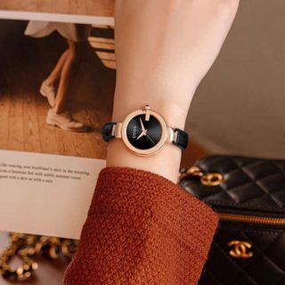 Đồng hồ chính hãng GUOU 6048 dây da mặt tròn dành cho các quý cô