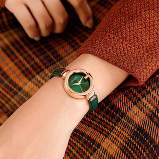 Đồng hồ chính hãng GUOU 6048 dây da mặt tròn dành cho các quý cô
