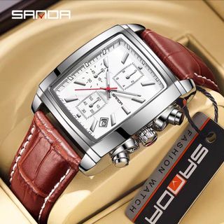 Đồng hồ NAM chính hãng SANDA 5303 dây da viền kim loại chống nước tuyệt đối