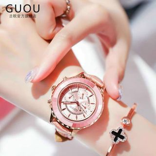 GUOU 6035 Mặt Tròn Dây Da Thiết Kế Đa Dạng Dành Cho Nữ