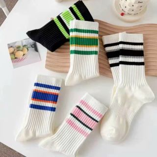 set ( 10 đôi) Tất, Vớ Nữ Cao Cổ Họa Tiết Kẻ Nhiều Màu