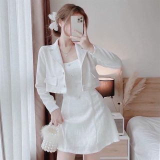Set đầm nilen kèm áo khoác