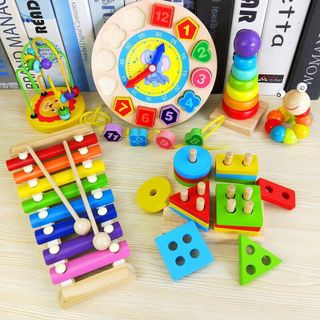 BỘ ĐỒ CHƠI 6 MÓN BẰNG GỖ THÔNG MINH CHO BÉ