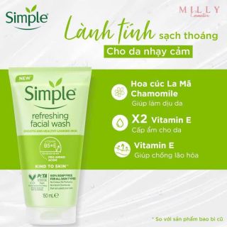 Sữa rửa mặt Simple Kind to Skin mẫu mới nhất