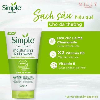 Sữa rửa mặt Simple Kind to Skin mẫu mới nhất
