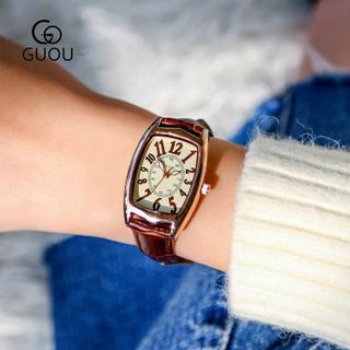 Đồng hồ chính hãng GUOU 8212 dây da dành cho các quý cô