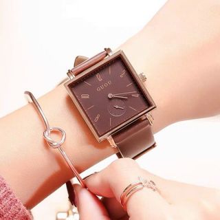 Đồng hồ Nữ GUOU 8091 mặt Vuông dây da mua càng nhiều giá càng ưu đãi