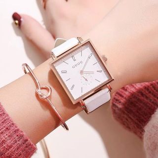 Đồng hồ Nữ GUOU 8091 mặt Vuông dây da mua càng nhiều giá càng ưu đãi