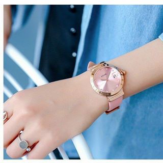 Đồng hồ chính hãng GUOU 8208 dây da mặt tròn dành cho các quý cô