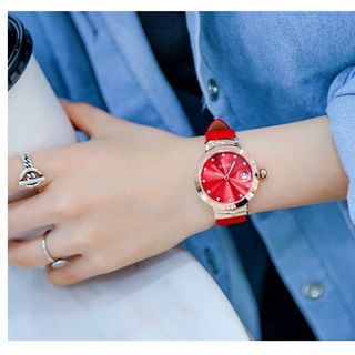 Đồng hồ chính hãng GUOU 8208 dây da mặt tròn dành cho các quý cô