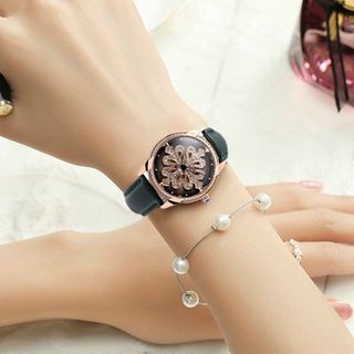 Đồng hồ Nữ GUOU 6621 hoa tuyết đính đá thiết kế mặt tròn pha màu đắc sắc