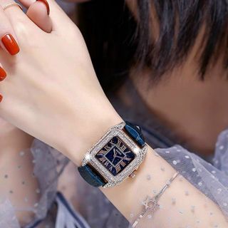 Đồng hồ chính hãng GUOU 8215 dây da mặt vuông dành cho các quý cô