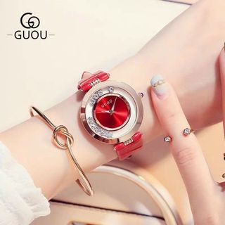 GUOU 8039 Đồng hồ dành cho nữ bản dây da đa dạng màu sắc