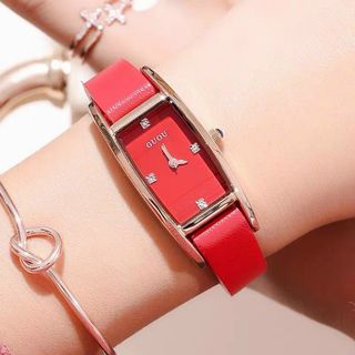 Đồng hồ Nữ GUOU 8085 mặt chữ nhật dây da