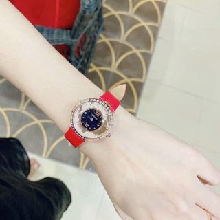 Đồng hồ chính hãng GUOU 8217 dây da mặt Tròn đính đá dành cho các quý cô