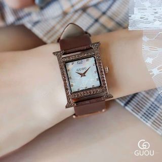 Đồng hồ Nữ GUOU 8214 viền đá thiết kế sang trọng