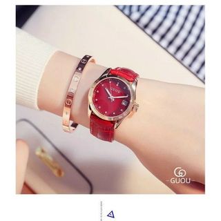 GUOU 8076 Đồng hồ dành cho nữ bản dây da đa dạng màu sắc