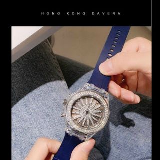 Đồng hồ chính hãng GUOU 8219 dây da mặt Tròn đính đá dành cho các quý cô