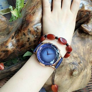 Đồng hồ Nữ GUOU 8107 thiết kế mặt tròn pha màu đắc sắc