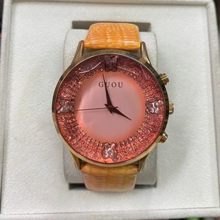 Đồng hồ Nữ GUOU 8107 thiết kế mặt tròn pha màu đắc sắc