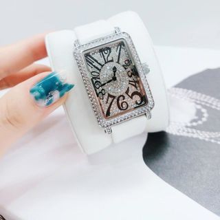 Đồng hồ chính hãng GUOU 8201 viên bạc dây da dành cho các quý cô
