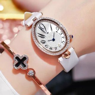 Đồng hồ Nữ GUOU 6040 thiết kế mặt tròn pha màu đắc sắc
