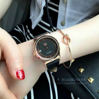 Đồng hồ Nữ GUOU 8088 thiết kế mặt tròn pha màu đắc sắc