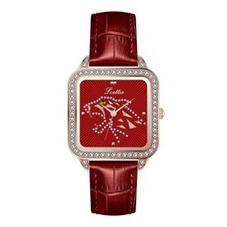 Đồng hồ nữ SCOTTIE 1768 viền đính đá có dây da dành cho các quý cô