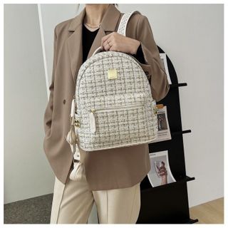 BALO KẺ DẠ SIZE 40 KÈM MÓC CÚN THỜI TRANG WH401 - WINNIE HOUSE