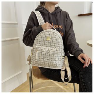BALO KẺ DẠ SIZE 40 KÈM MÓC CÚN THỜI TRANG WH401 - WINNIE HOUSE