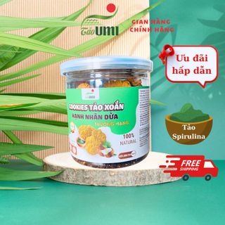 Bánh Cookies Tảo Xoắn Hạnh Nhân Dừa Hộp 100gr, Bán cookies ăn liền hữu cơ ít đường - Tảo UMI