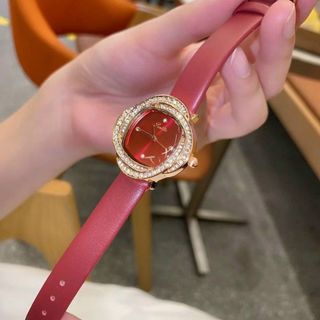 Đồng hồ nữ SCOTTIE 9123 viền đính đá có dây da dành cho các quý cô