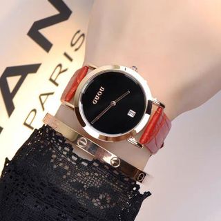 Đồng hồ Nữ GUOU 8127 mặt tròn dây da sang trọng