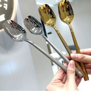 Thìa Muỗng Inox Ăn Cơm, Cháo Súp Cán Dài Đầu Vuông 19.5cm