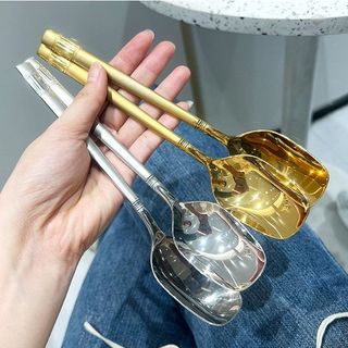 Thìa Muỗng Inox Ăn Cơm, Cháo Súp Cán Dài Đầu Vuông 19.5cm