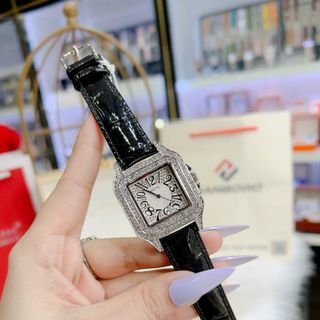 Đồng hồ Nữ SCOTTIE 9127 dây da thiết kế mặt vuông đính đá
