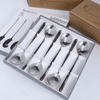 Hộp 6 thìa muỗng Inox cán dài Nouva Đức cao cấp bền đẹp
