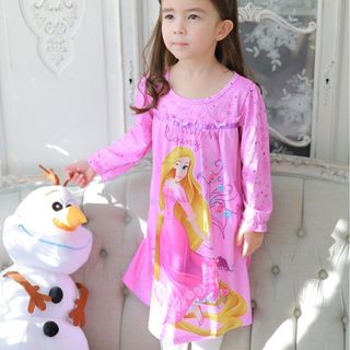 Váy mặc nhà in hình Rapunzel tay dài cho bé