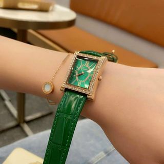 Đồng hồ Nữ SCOTTIE 9129 dây da thiết kế kiểu dáng mặt vuông viền đính đá