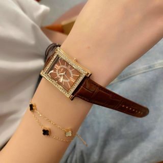 Đồng hồ Nữ SCOTTIE 9129 dây da thiết kế kiểu dáng mặt vuông viền đính đá