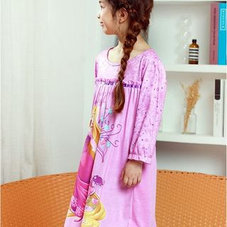 Váy mặc nhà in hình Rapunzel tay dài cho bé