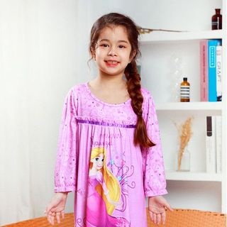 Váy mặc nhà in hình Rapunzel tay dài cho bé
