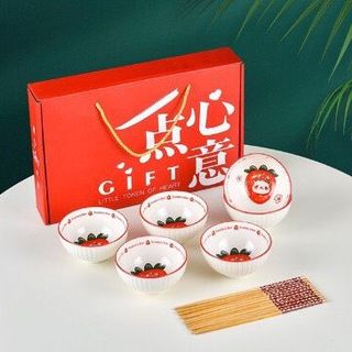 Set bát sứ ăn cơm 6 chiếc tặng kèm 6 đôi đũa gỗ đa dạng mẫu mã