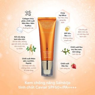 [ TẶNG 1 miếng mặt nạ ] Kem chống nắng SAMBIJO nâng tông trắng hồng tinh chất Caviar SPF50+/PA++++ 40ML