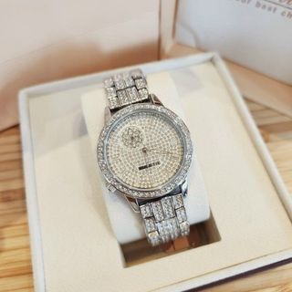 Đồng hồ Nữ SCOTTIE 9106 kim loại thiết kế mặt tròn đính đá sang trọng