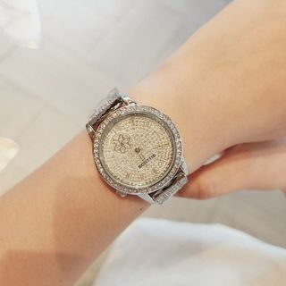Đồng hồ Nữ SCOTTIE 9106 kim loại thiết kế mặt tròn đính đá sang trọng